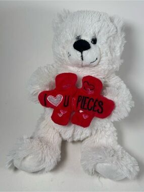 Get Your Hands On A Ganz Plush Love You To Pieces Bear Beanie White Red 9"